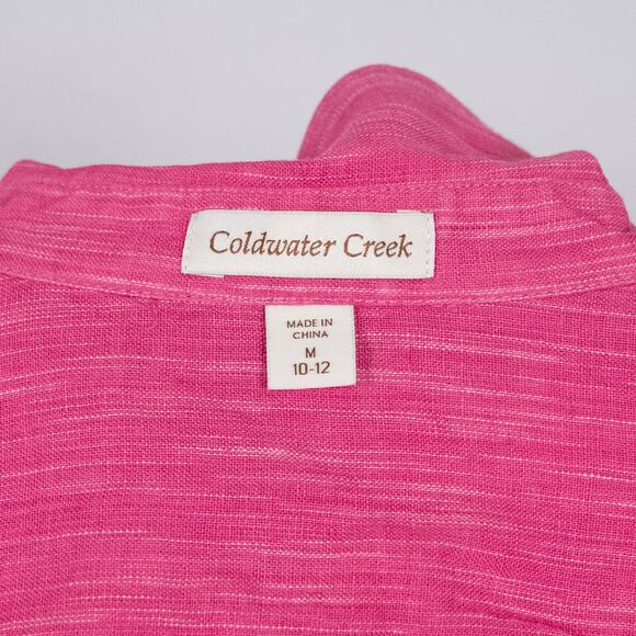 Coldwater Creek Women's 100% Linen Top MEDIUM Colorful Pink Beach Coastal Casual - Picture 8 of 8